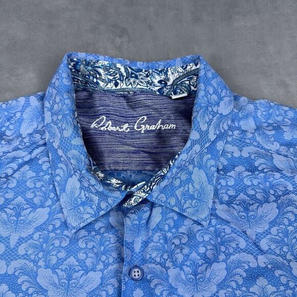 Robert Graham Shirt Men's Size 3XL Blue Bayview Long Sleeve Button Up Flip Cuff - Picture 3 of 12